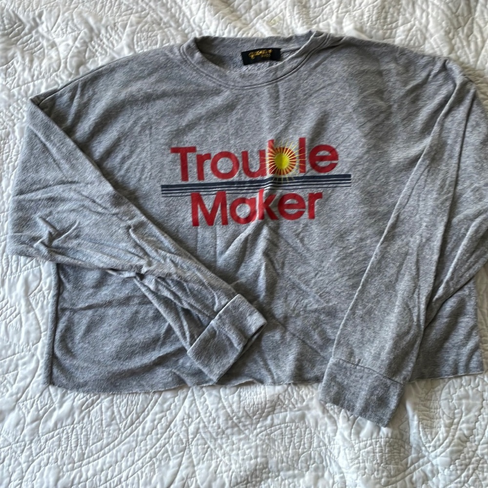Grey light weight crop top crew neck
